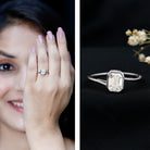 2 CT Octagon Cut Moissanite Engagement Ring For Women D-VS1 - Rosec Jewels