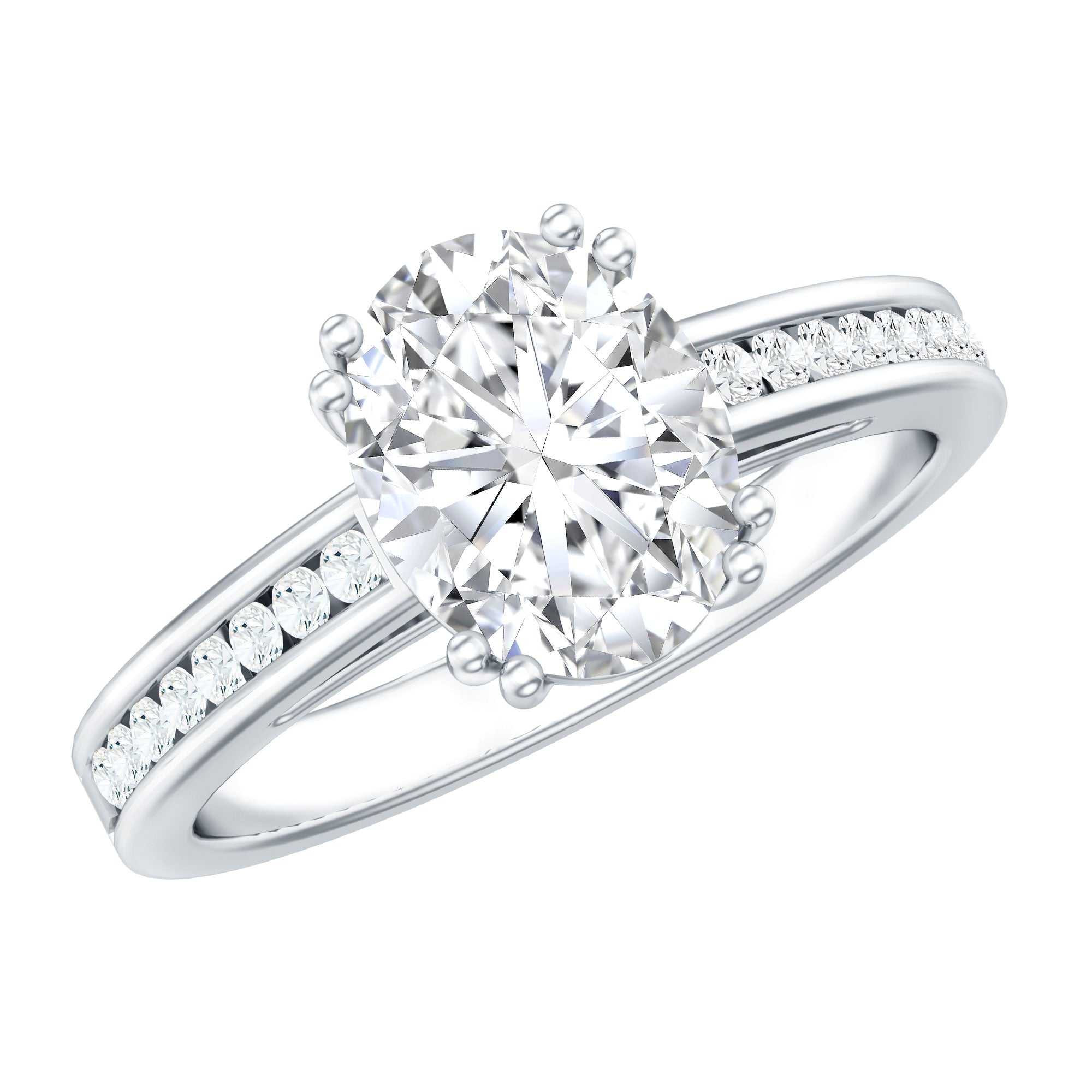 Rosec Jewels-Certified Moissanite Oblong Engagement Ring in Double Prong Setting