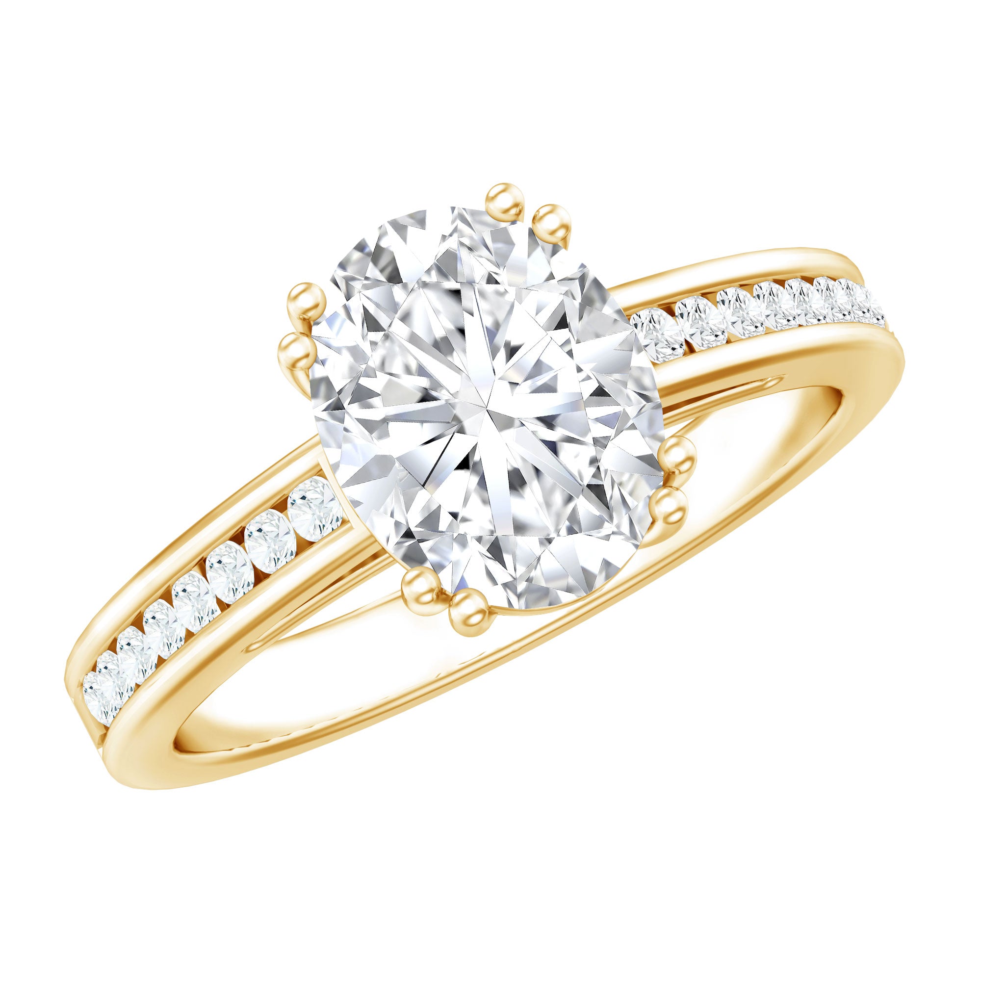 Rosec Jewels-Certified Moissanite Oblong Engagement Ring in Double Prong Setting
