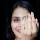 Rosec Jewels-Certified Moissanite Oblong Engagement Ring in Double Prong Setting