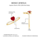 Natural 0.6 Carat Ruby Heart Promise Ring with Diamond Chevron Shank AAA - Rosec Jewels