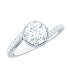Round Cut Solitaire Zircon Bypass Engagement Ring AAAA - Rosec Jewels