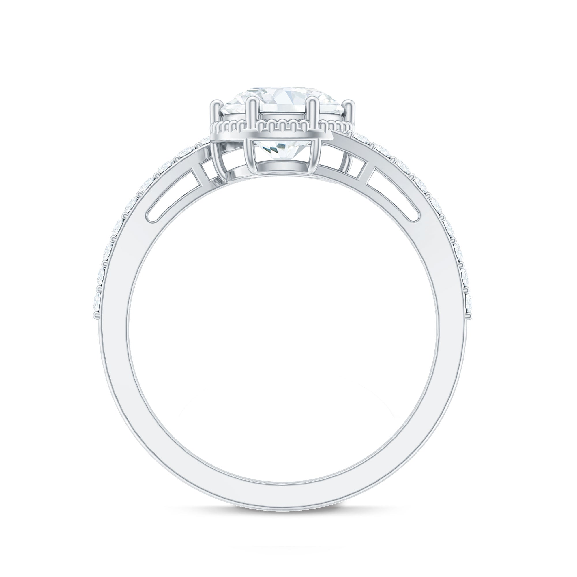 Round Cut Solitaire Zircon Bypass Engagement Ring AAAA - Rosec Jewels