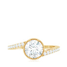Round Cut Solitaire Zircon Bypass Engagement Ring AAAA - Rosec Jewels