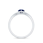 Rosec Jewels-Pear Cut Solitaire Blue Sapphire Split Shank Ring with Diamond