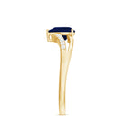 Rosec Jewels-Pear Cut Solitaire Blue Sapphire Split Shank Ring with Diamond