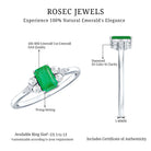 Rosec Jewels-Emerald Cut Emerald Engagement Ring with Diamond Trio