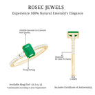 Rosec Jewels-Natural Emerald Cut Emerald Engagement Ring with Diamond Side Stones