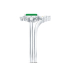 Rosec Jewels-Natural Emerald Diamond Emerald Cut Engagement Ring and Wedding Band Set