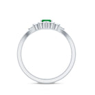 Rosec Jewels-Natural Emerald Diamond Emerald Cut Engagement Ring and Wedding Band Set