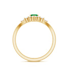 Rosec Jewels-Natural Emerald Diamond Emerald Cut Engagement Ring and Wedding Band Set