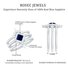 Rosec Jewels-1.5 CT Princess Cut Blue Sapphire Bridal Ring Set with Moissanite Halo