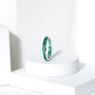 Channel Set Princess Cut Emerald Eternity Band Ring AAA - Rosec Jewels
