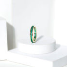 Channel Set Princess Cut Emerald Eternity Band Ring AAA - Rosec Jewels
