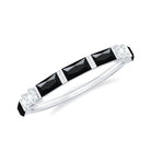 Certified Baguette Lab Grown Black and White Diamond Half Eternity Ring for Women AAAA ( Synthetic ) - Rosec Jewels