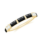 Certified Baguette Lab Grown Black and White Diamond Half Eternity Ring for Women AAAA ( Synthetic ) - Rosec Jewels