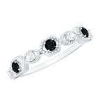 Certified Lab Grown Black and White Diamond Half Eternity Ring AAAA ( Synthetic ) - Rosec Jewels