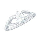 Certified Pear Cut Moissanite Split Shank Engagement Ring D-VS1 - Rosec Jewels