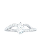 Certified Pear Cut Moissanite Split Shank Engagement Ring D-VS1 - Rosec Jewels
