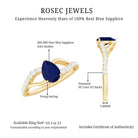 Rosec Jewels-Genuine 0.5 Carat Pear Shaped Blue Sapphire Split Shank Engagement Ring with Certificate