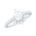 Moissanite Teardrop Engagement Ring with Half Halo D-VS1 - Rosec Jewels