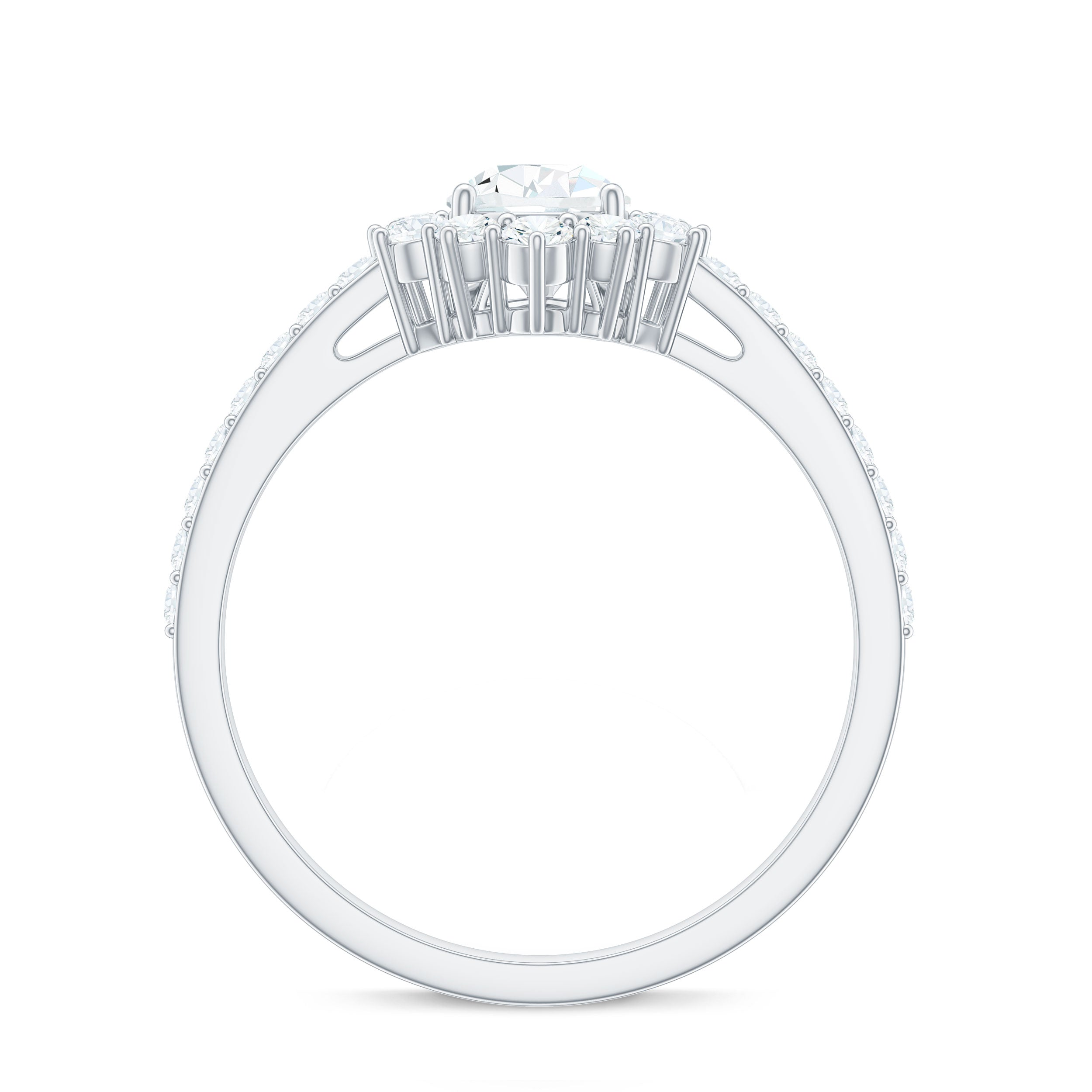 Moissanite Teardrop Engagement Ring with Half Halo D-VS1 - Rosec Jewels