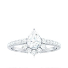 Moissanite Teardrop Engagement Ring with Half Halo D-VS1 - Rosec Jewels