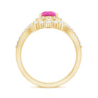 Rosec Jewels-Pear Created Pink Sapphire Teardrop Ring Set with Moissanite Band