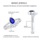 Certified Lab Grown Blue Sapphire Diamond Pear Shaped Engagement Ring Set AAAA - Rosec Jewels