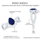 Real 0.5 Blue Sapphire Pear Shape Engagement Ring with Diamond Crossover AAA - Rosec Jewels