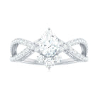 Rosec Jewels-Designer Pear Shaped Moissanite Crossover Engagement Ring