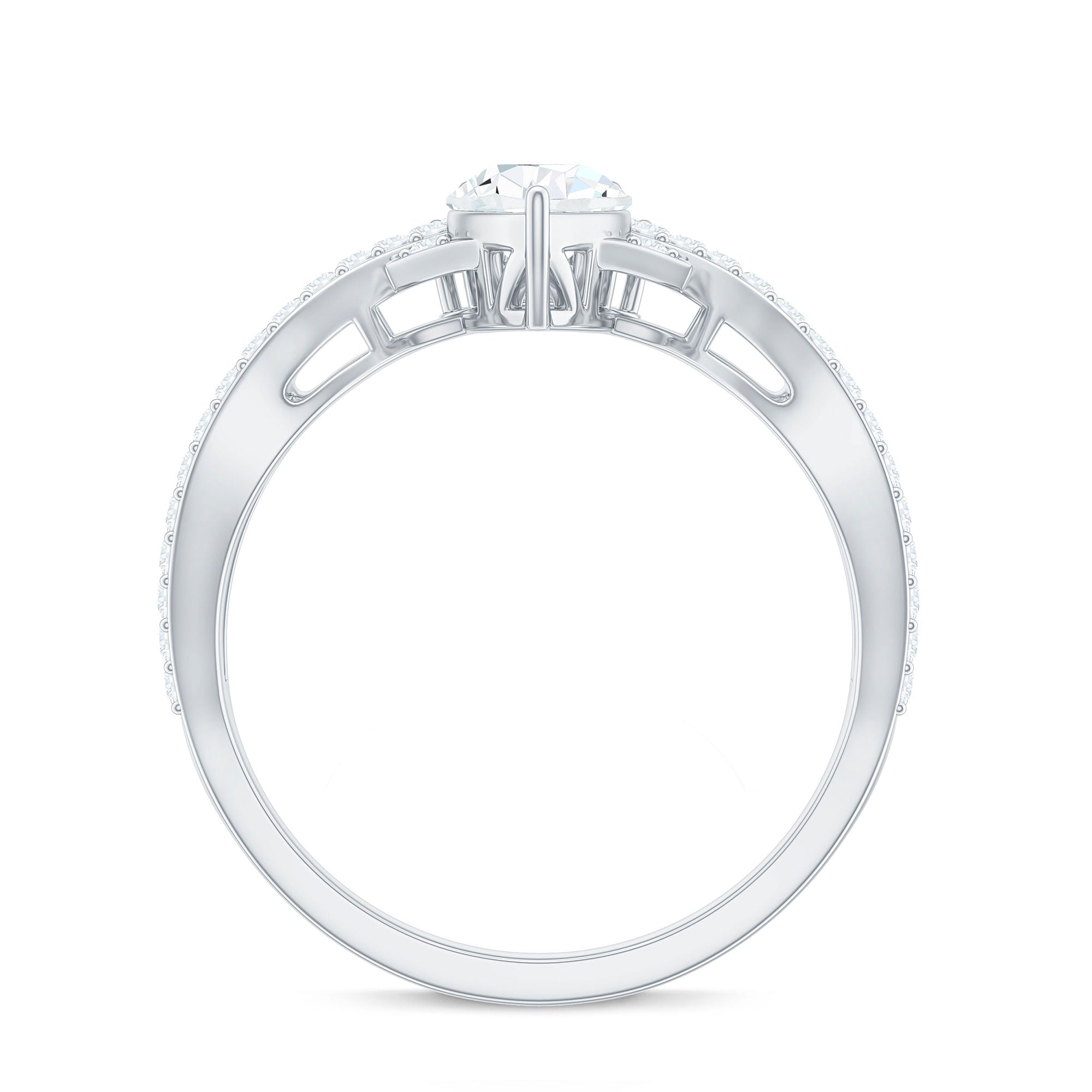 2 CT Pear Cut Cubic Zirconia Crossover Engagement Ring AAAA - Rosec Jewels