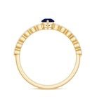 Rosec Jewels-1 CT Minimal Blue Sapphire Solitaire Promise Ring with Diamond