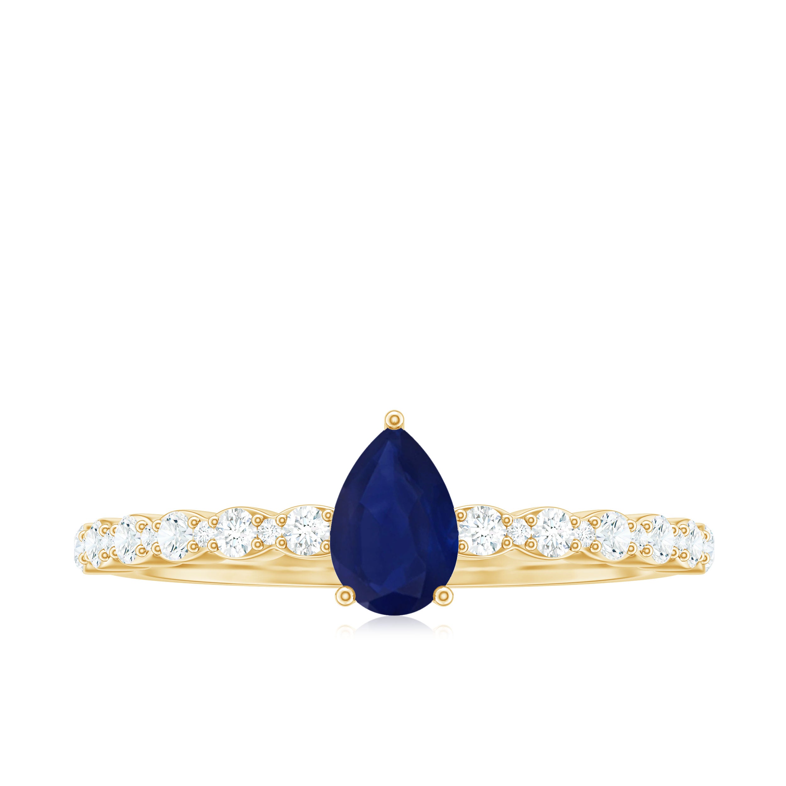 Rosec Jewels-1 CT Minimal Blue Sapphire Solitaire Promise Ring with Diamond