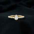 Beaded Bezel Set Moissanite Pear Engagement Ring D-VS1 - Rosec Jewels