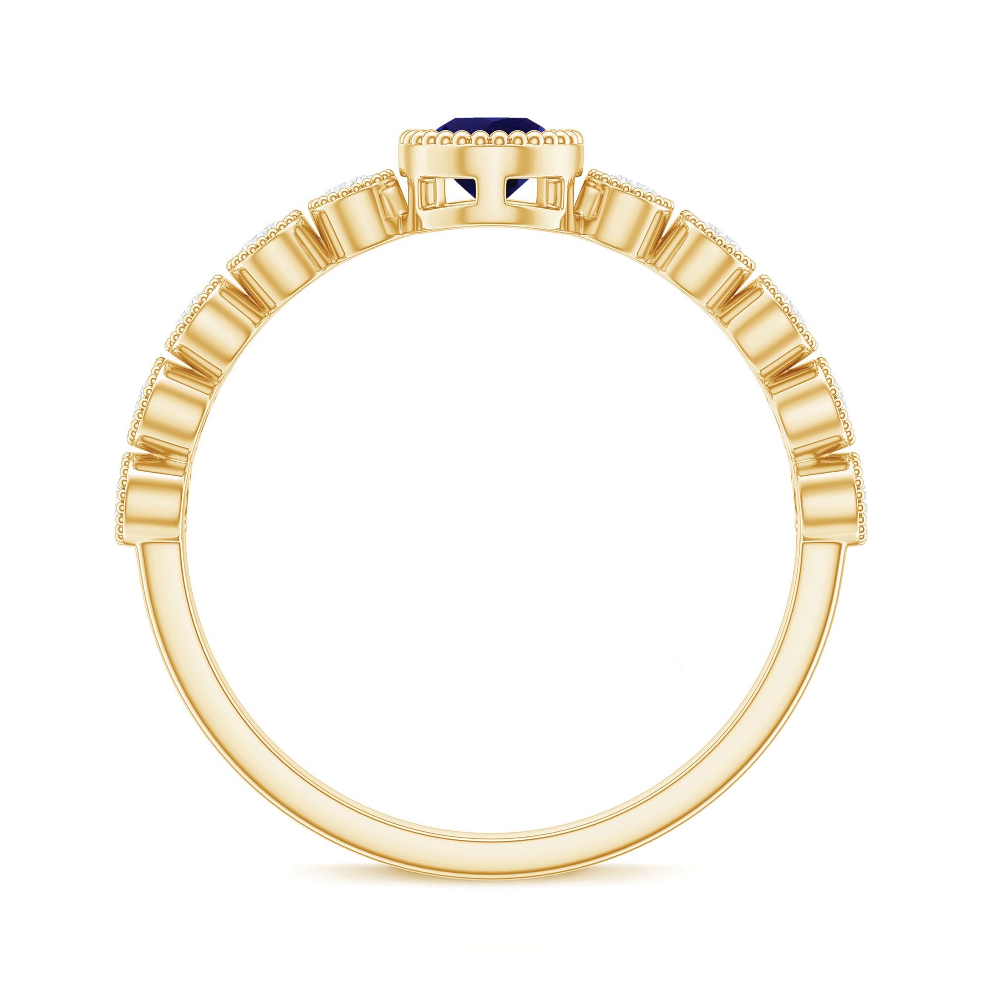 Rosec Jewels-Pear Cut 0.5 Carat Blue Sapphire Engagement Ring with Diamonds
