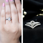 Pear Cut Solitaire Moissanite Engagement Ring with Enhancer D-VS1 - Rosec Jewels