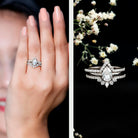Brilliant Cut Moissanite Trio Wedding Ring Set For Women D-VS1 - Rosec Jewels