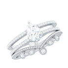 Pear Moissanite Double Band Engagement Ring with Enhancer D-VS1 - Rosec Jewels