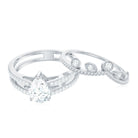 Pear Moissanite Double Band Engagement Ring with Enhancer D-VS1 - Rosec Jewels