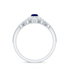 Rosec Jewels-Lab Grown Blue Sapphire Pear Shaped Engagement Ring Set with Diamond