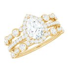 Pear Shaped Moissanite Engagement Ring with 2 Enhancers D-VS1 - Rosec Jewels