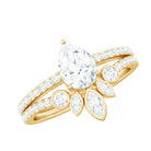 Rosec Jewels-Pear Cut Moissanite Solitaire Bridal Ring Set with Certificate