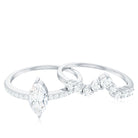 Rosec Jewels-Marquise Cut Moissanite Engagement Ring with V-Shaped Wedding Band