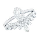 Marquise Cut Moissanite Halo Wedding Ring Set For Women D-VS1 - Rosec Jewels