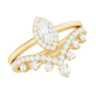 Marquise Cut Moissanite Halo Wedding Ring Set For Women D-VS1 - Rosec Jewels
