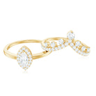 Marquise Cut Moissanite Halo Wedding Ring Set For Women D-VS1 - Rosec Jewels