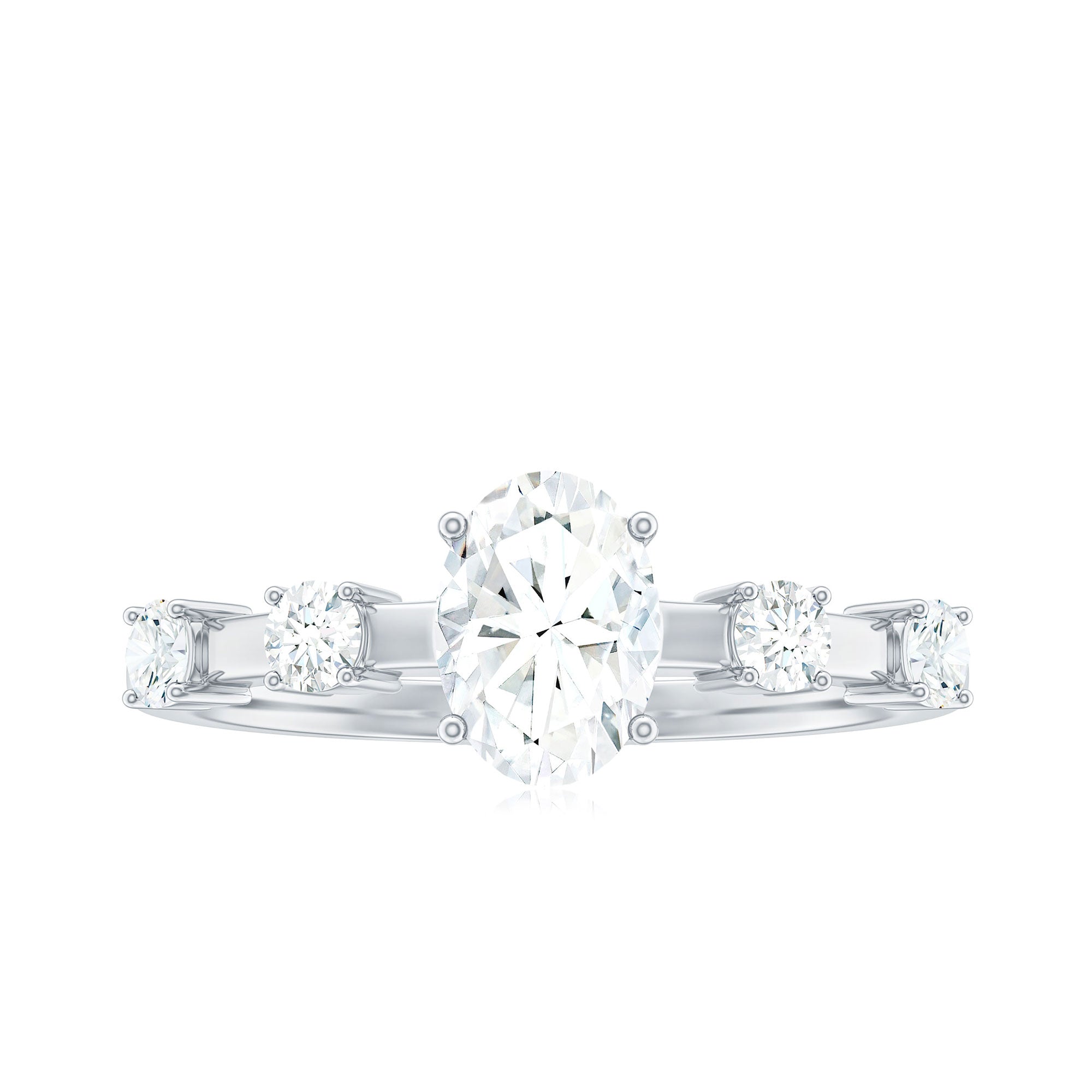 Rosec Jewels-1.75 CT Oval Zircon Solitaire Engagement Ring in Gold