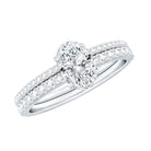 Oval Shaped Moissanite Engagement Ring with Wedding Band Set D-VS1 - Rosec Jewels