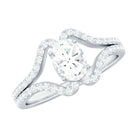 2.25 CT Oval Cut Zircon Engagement Ring with Split Shank AAAA - Rosec Jewels